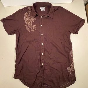 Lucky brand casual button embroidered shirt, L